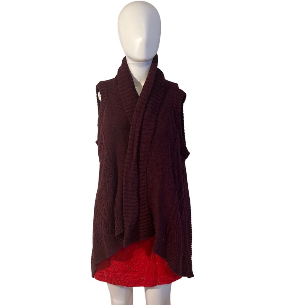 Bob Timberlake Women’s Wool Blend Open Front Sweater Vest Burgundy Size M